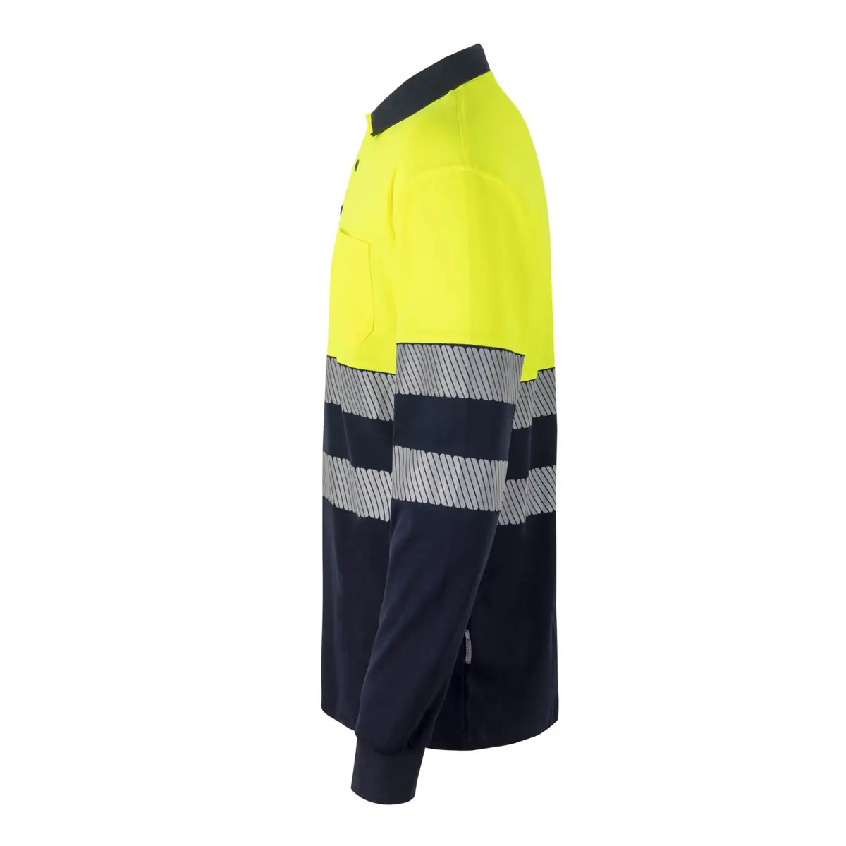 Polo bicolor manga larga Velilla 305545 5 Polo bicolor manga larga Velilla 305545 Azul navy/Amarillo flúor, vista lateral