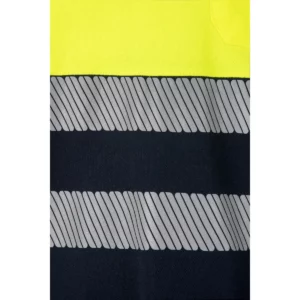 Polo bicolor manga larga Velilla 305545 Azul navy/Amarillo flúor, detalle de cintas reflectantes