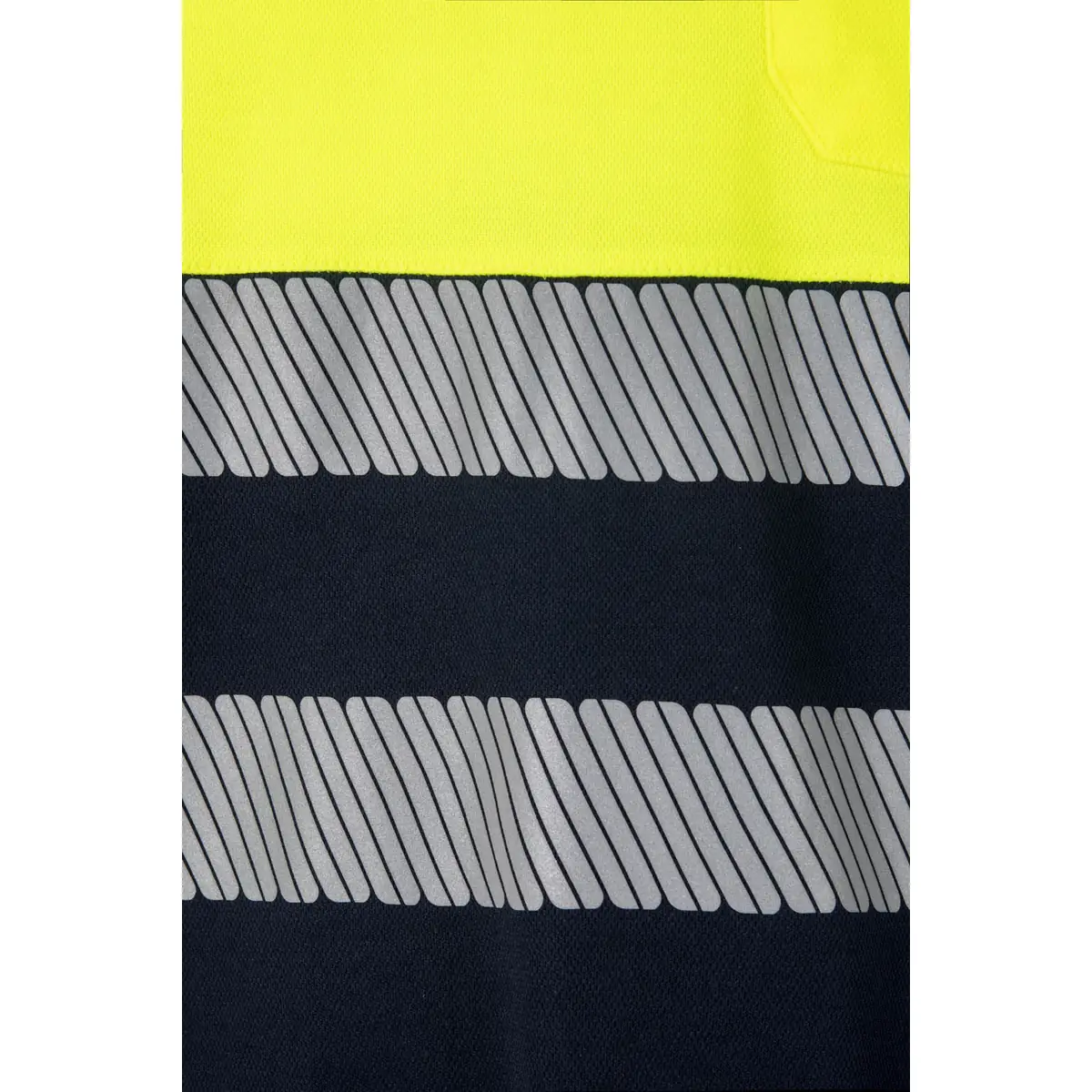 Polo bicolor manga larga Velilla 305545 15 Polo bicolor manga larga Velilla 305545 Azul navy/Amarillo flúor, detalle de cintas reflectantes
