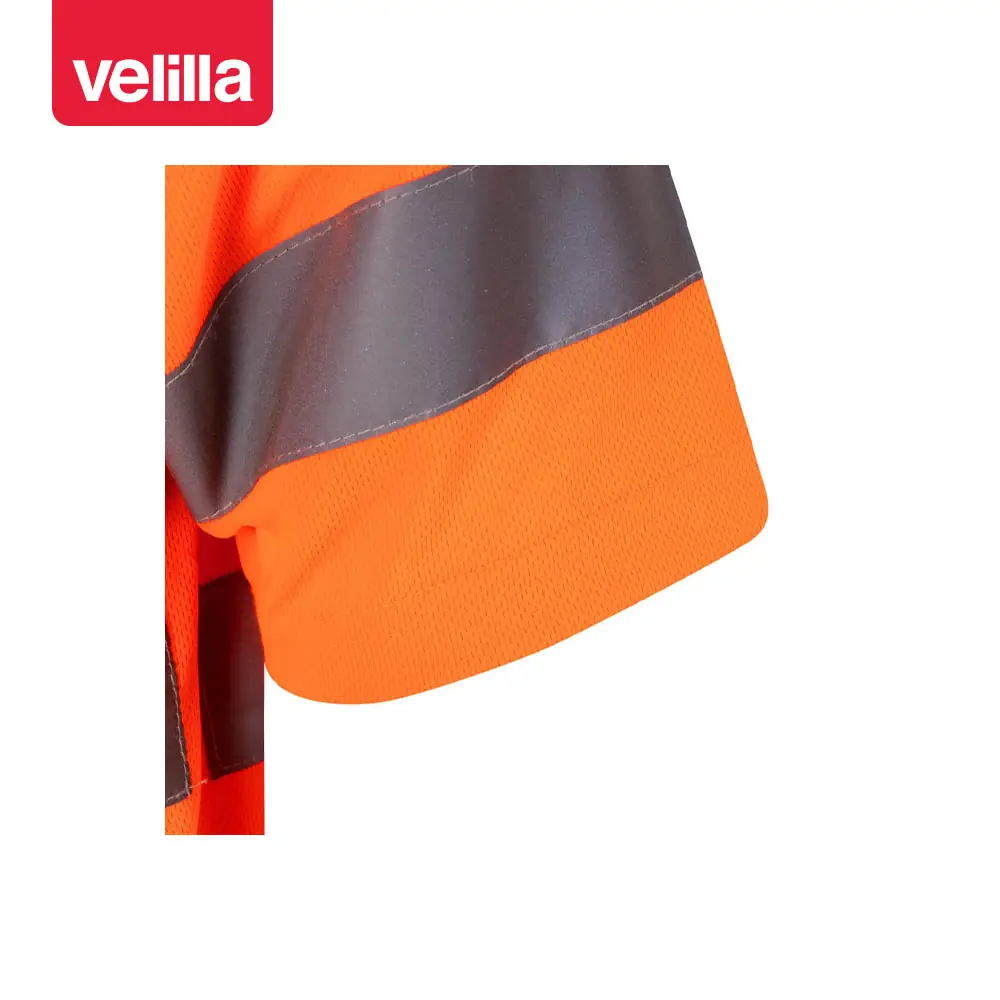 Camiseta técnica manga corta Velilla 305602 10 Camiseta técnica manga corta Velilla 305602 Naranja flúor, detalle de manga y cinta reflectante