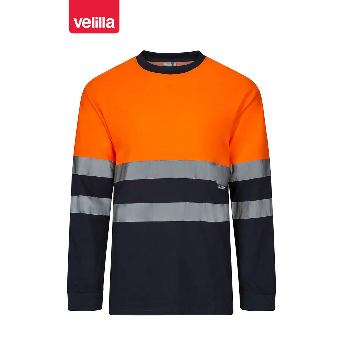 Camiseta bicolor manga larga Velilla 305603 10 Camiseta bicolor manga larga Velilla 305603 azul marino/naranja flúor, vista frontal