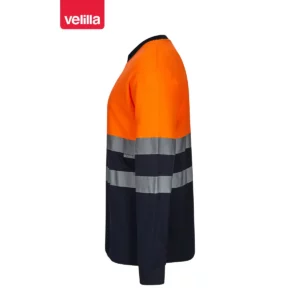 Camiseta bicolor manga larga Velilla 305603 azul marino/naranja flúor, vista lateral