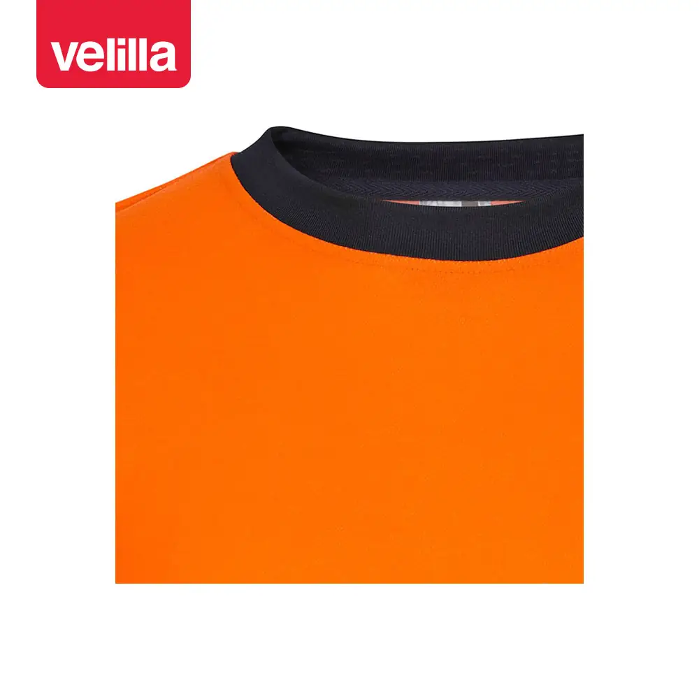 Camiseta bicolor manga larga Velilla 305603 16 Camiseta bicolor manga larga Velilla 305603 azul marino/naranja flúor, detalle de cuello