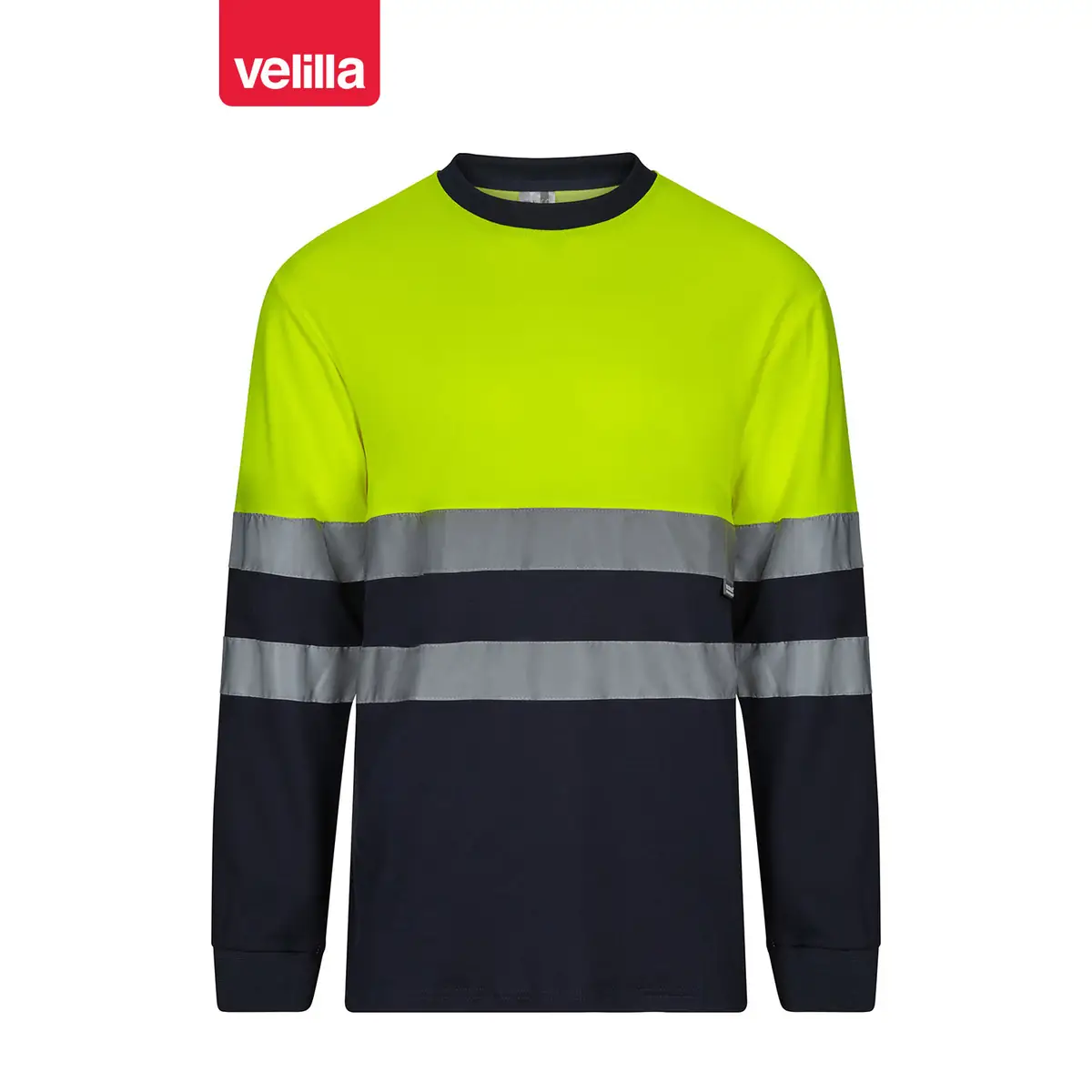 Camiseta bicolor manga larga Velilla 305603 7 Camiseta bicolor manga larga Velilla 305603 azul marino/amarillo flúor, vista frontal