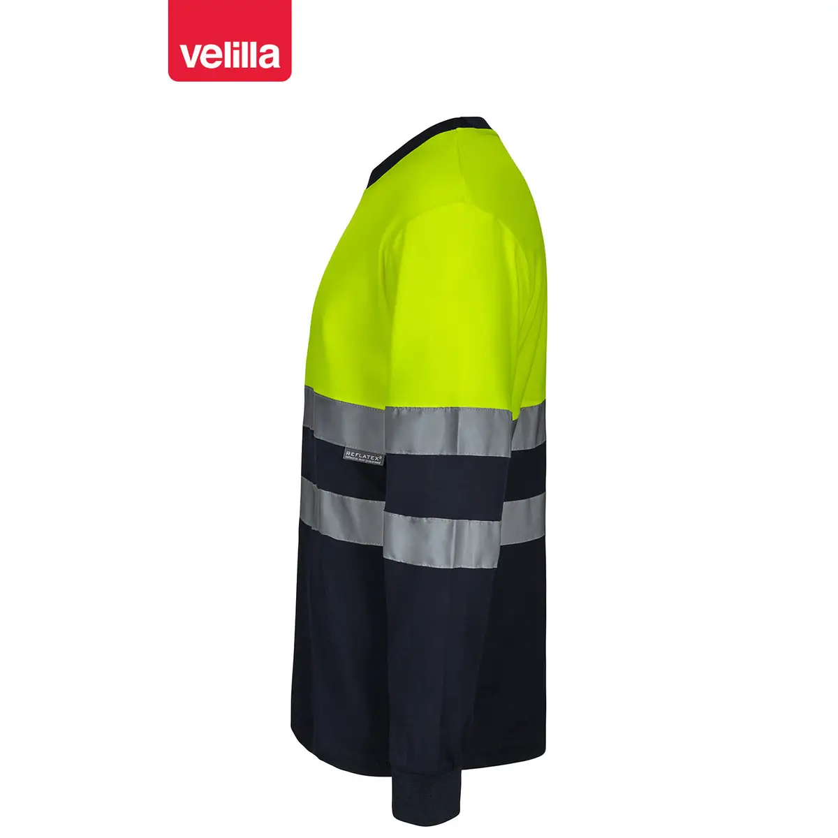 Camiseta bicolor manga larga Velilla 305603 8 Camiseta bicolor manga larga Velilla 305603 azul marino/amarillo flúor, vista lateral
