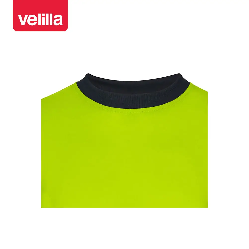 Camiseta bicolor manga larga Velilla 305603 13 Camiseta bicolor manga larga Velilla 305603 azul marino/amarillo flúor, detalle de cuello