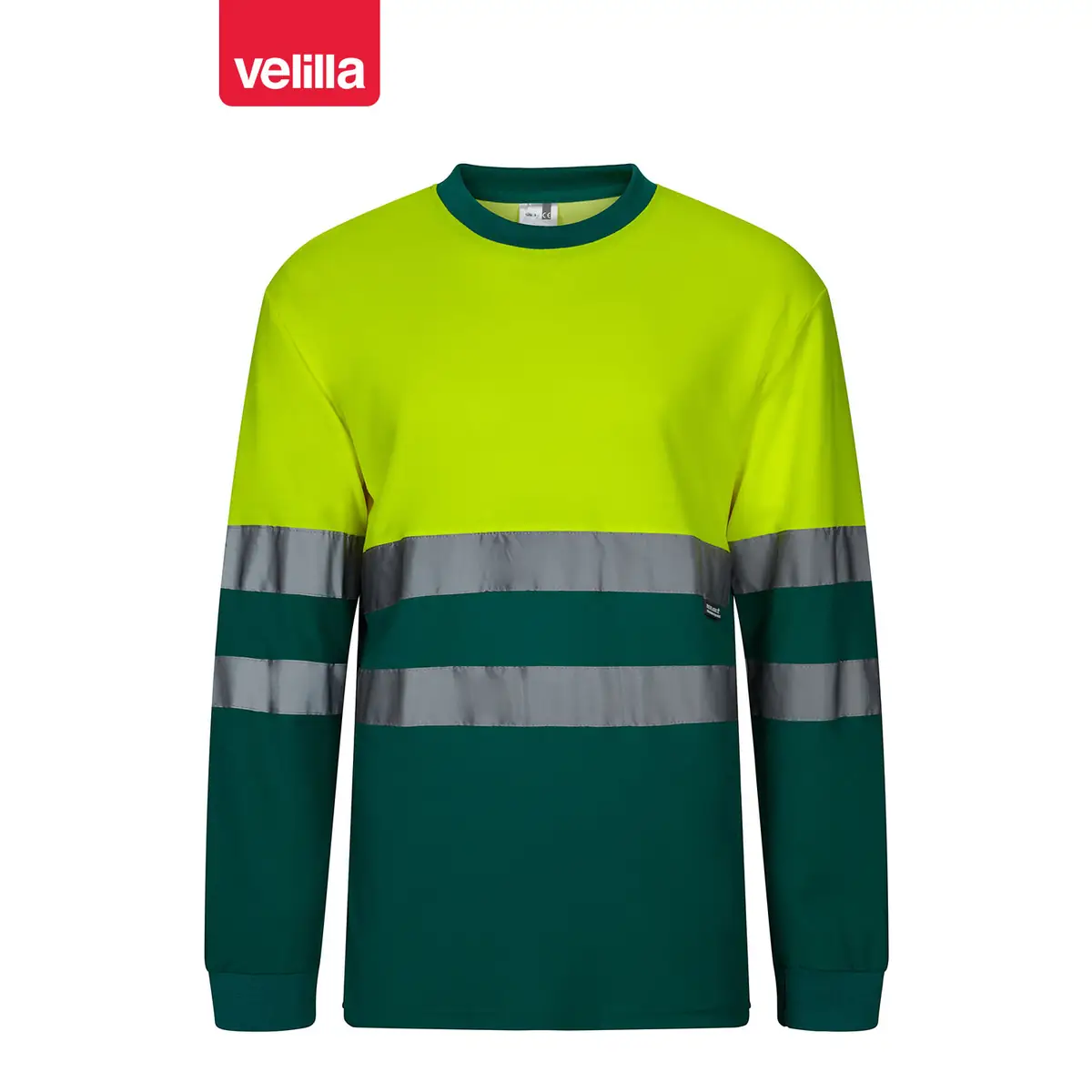 Camiseta bicolor manga larga Velilla 305603 4 Camiseta bicolor manga larga Velilla 305603 verde/amarillo flúor, vista frontal