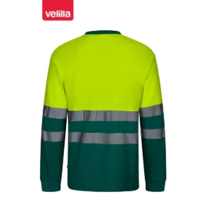 Camiseta bicolor manga larga Velilla 305603 verde/amarillo flúor, vista trasera
