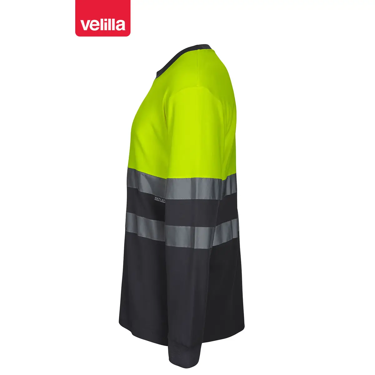 Camiseta bicolor manga larga Velilla 305603 2 Camiseta bicolor manga larga Velilla 305603 gris/amarillo flúor, vista lateral
