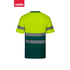 Camiseta bicolor manga corta Velilla 305613 Verde/Amarillo flúor, vista trasera