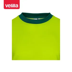 Camiseta bicolor manga corta Velilla 305613 Verde/Amarillo flúor, detalle de cuello