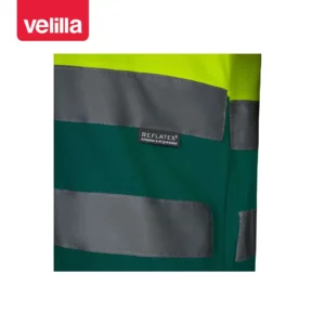 Camiseta bicolor manga corta Velilla 305613 Verde/Amarillo flúor, detalle de cintas reflectantes