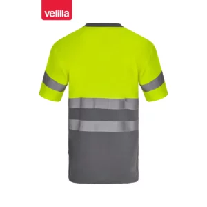 Camiseta bicolor manga corta Velilla 305613 Gris/Amarillo flúor, vista trasera