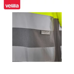 Camiseta bicolor manga corta Velilla 305613 Gris/Amarillo flúor, detalle de cintas reflectantes