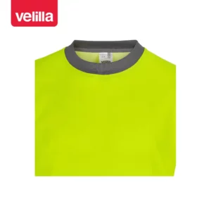 Camiseta bicolor manga corta Velilla 305613 Gris/Amarillo flúor, detalle de cuello