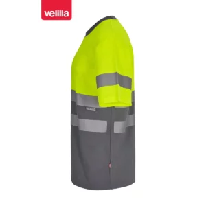 Camiseta bicolor manga corta Velilla 305613 Gris/Amarillo flúor, vista lateral