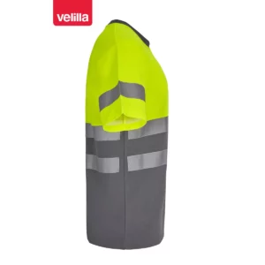 Camiseta bicolor manga corta Velilla 305613 Gris/Amarillo flúor, vista lateral opuesta