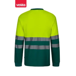 Camiseta bicolor manga larga Velilla 305615 Verde/Amarillo flúor, vista trasera