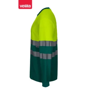 Camiseta bicolor manga larga Velilla 305615 Verde/Amarillo flúor, vista lateral
