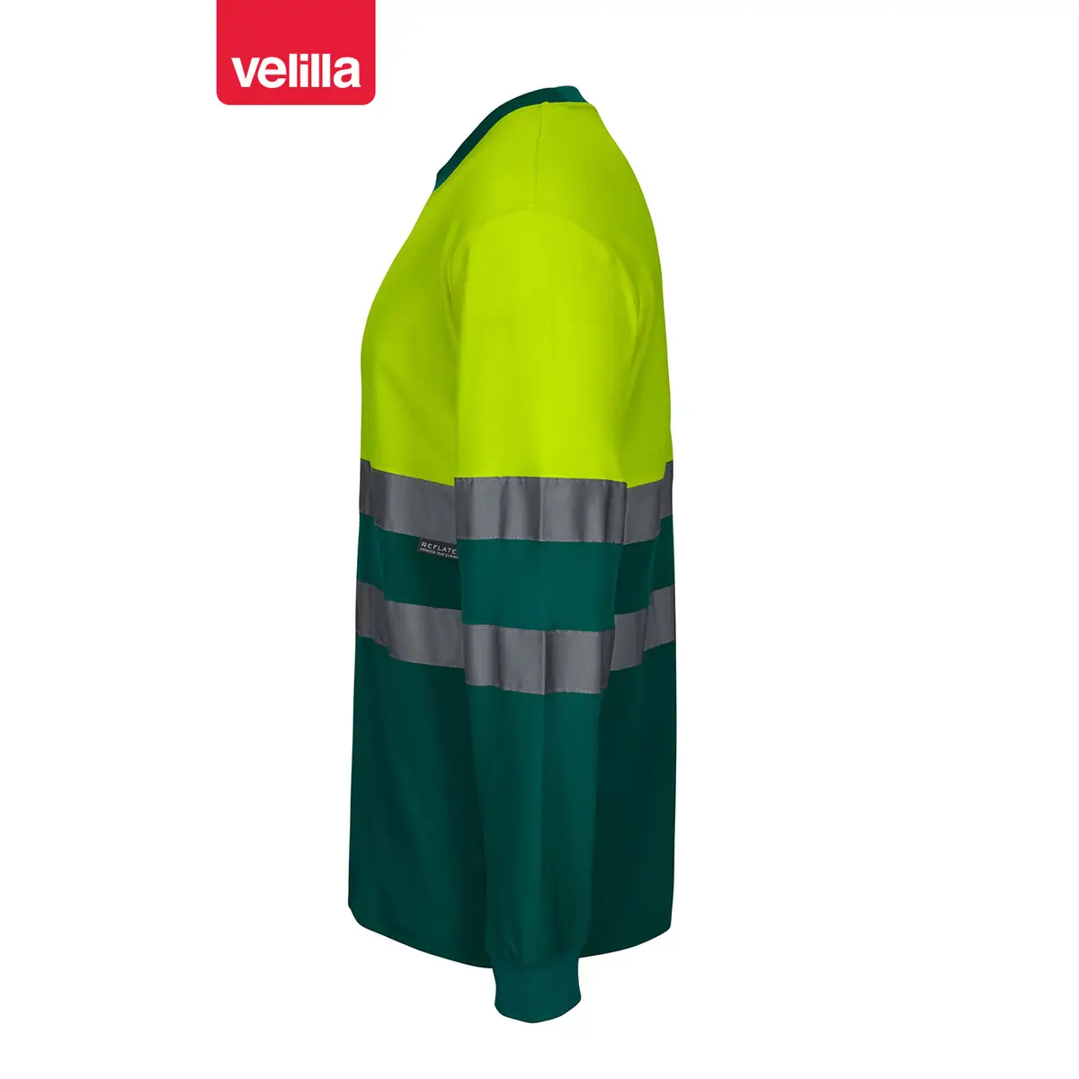Camiseta bicolor manga larga Velilla 305615 8 Camiseta bicolor manga larga Velilla 305615 Verde/Amarillo flúor, vista lateral