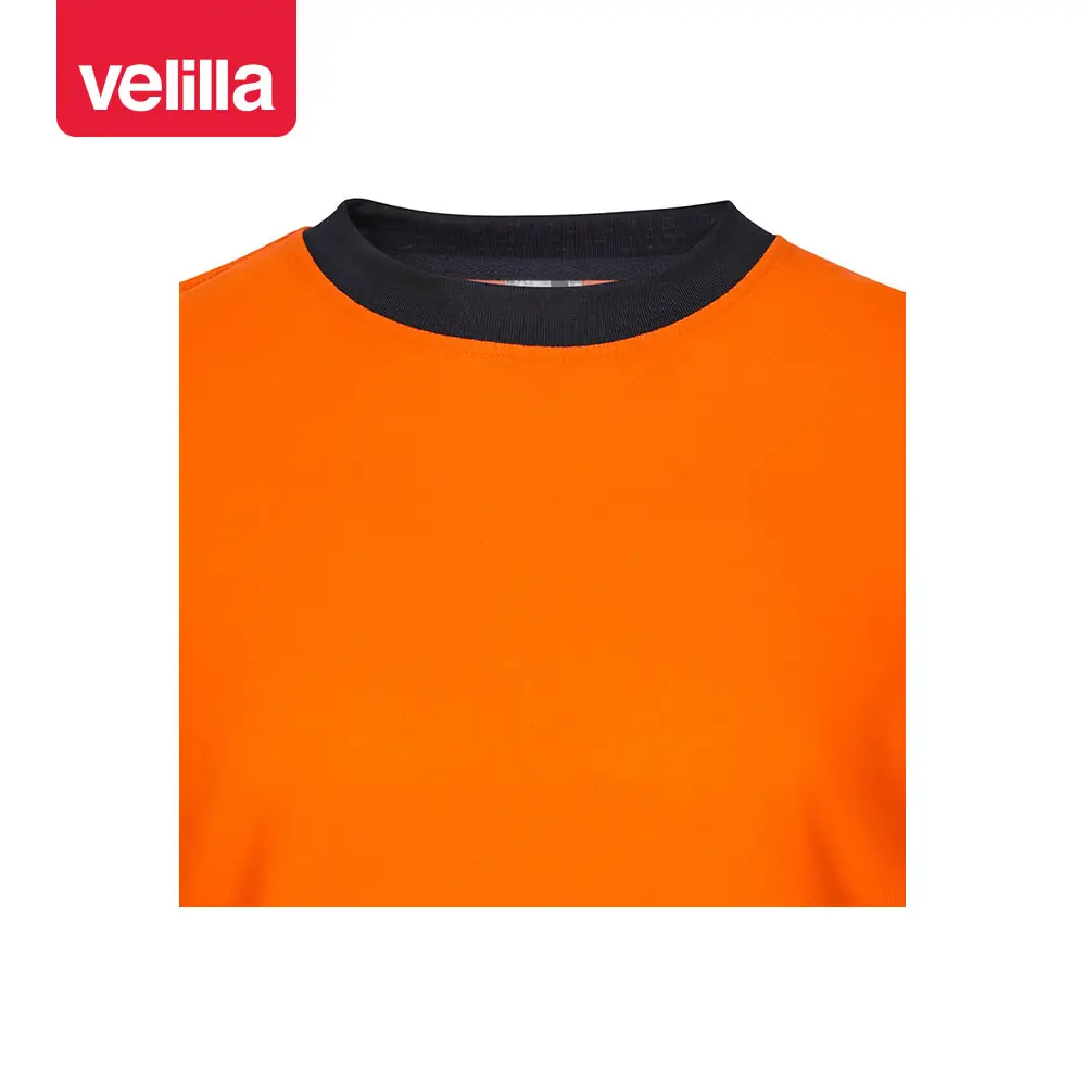 Camiseta bicolor manga larga Velilla 305615 16 Camiseta bicolor manga larga Velilla 305615 Azul navy/Naranja flúor, detalle de cuello