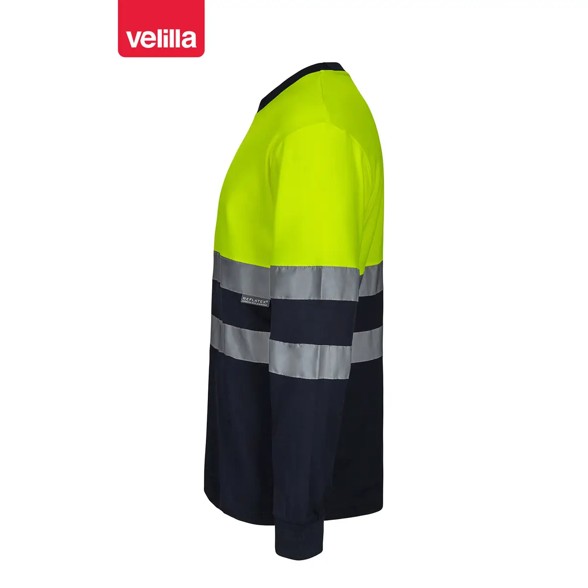 Camiseta bicolor manga larga Velilla 305615 5 Camiseta bicolor manga larga Velilla 305615 Azul navy/Amarillo flúor, vista lateral