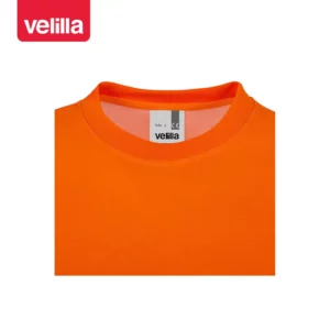 Camiseta manga larga Velilla 305618 Naranja flúor, detalle de cuello