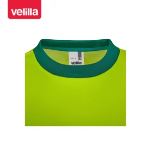 Camiseta bicolor manga larga Velilla 305619 Verde/Amarillo flúor, detalle de cuello