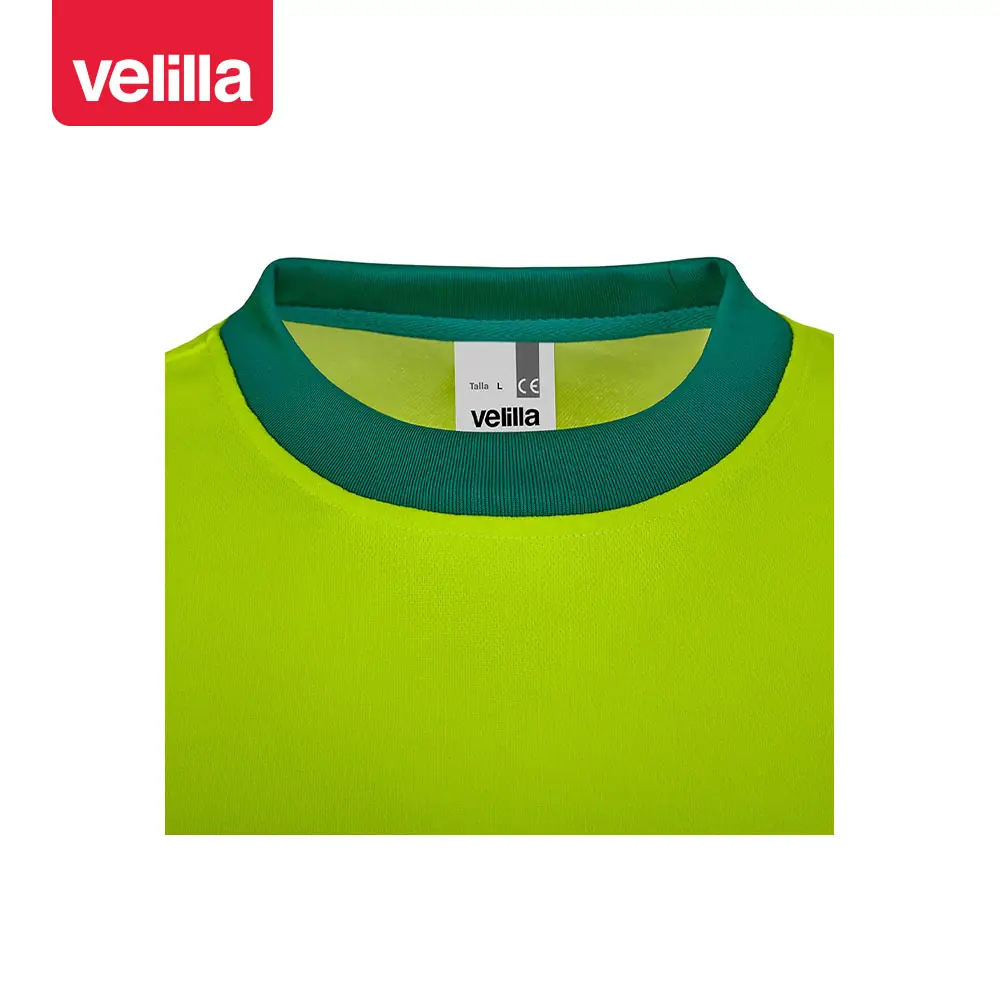 Camiseta bicolor manga larga Velilla 305619 15 Camiseta bicolor manga larga Velilla 305619 Verde/Amarillo flúor, detalle de cuello