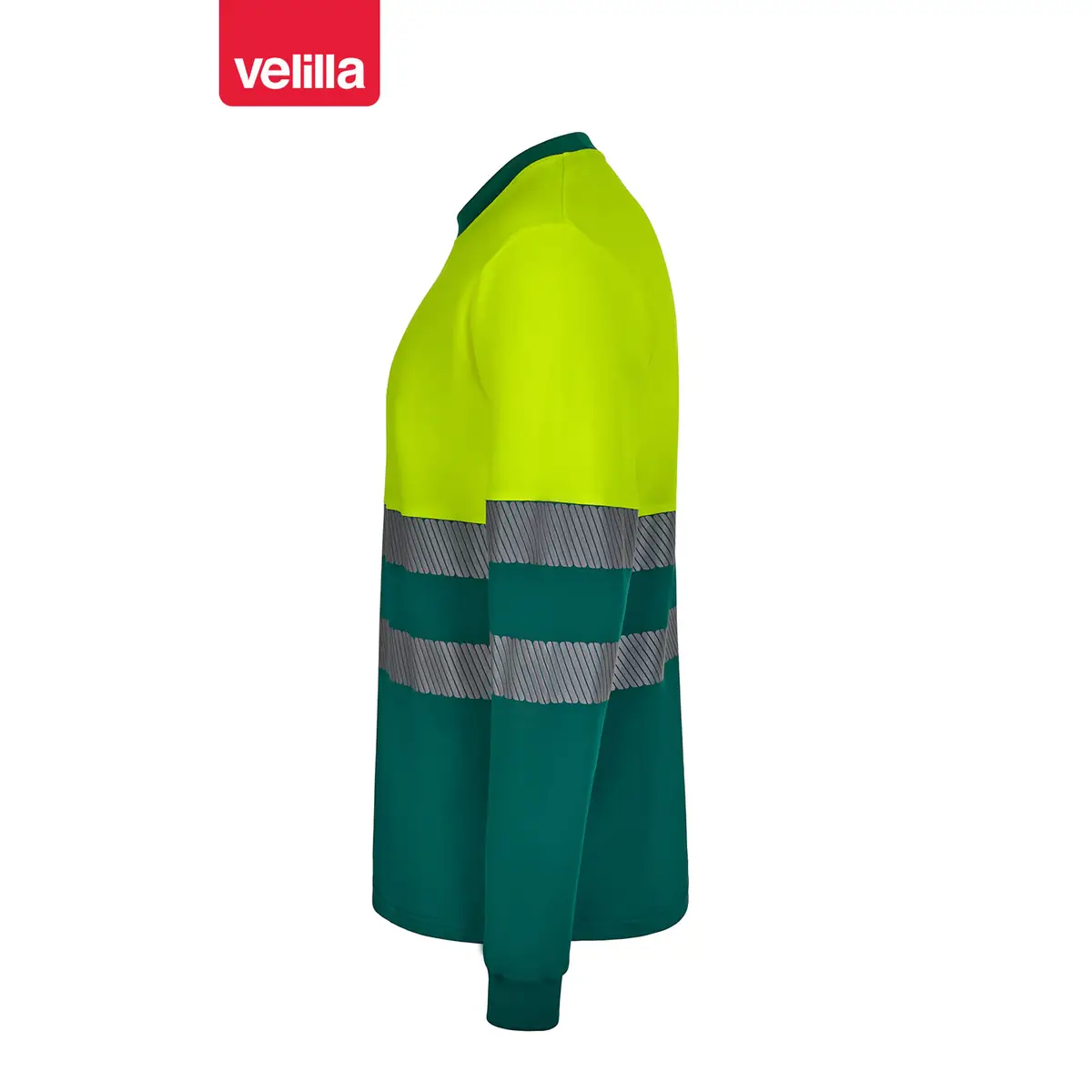 Camiseta bicolor manga larga Velilla 305619 8 Camiseta bicolor manga larga Velilla 305619 Verde/Amarillo flúor, vista lateral
