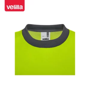 Camiseta bicolor manga larga Velilla 305619 Gris/Amarillo flúor, detalle de cuello