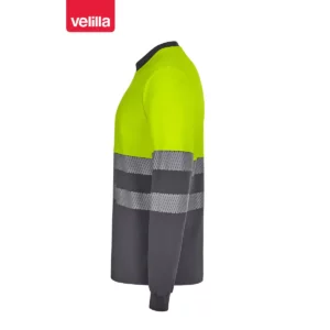 Camiseta bicolor manga larga Velilla 305619 Gris/Amarillo flúor, vista lateral