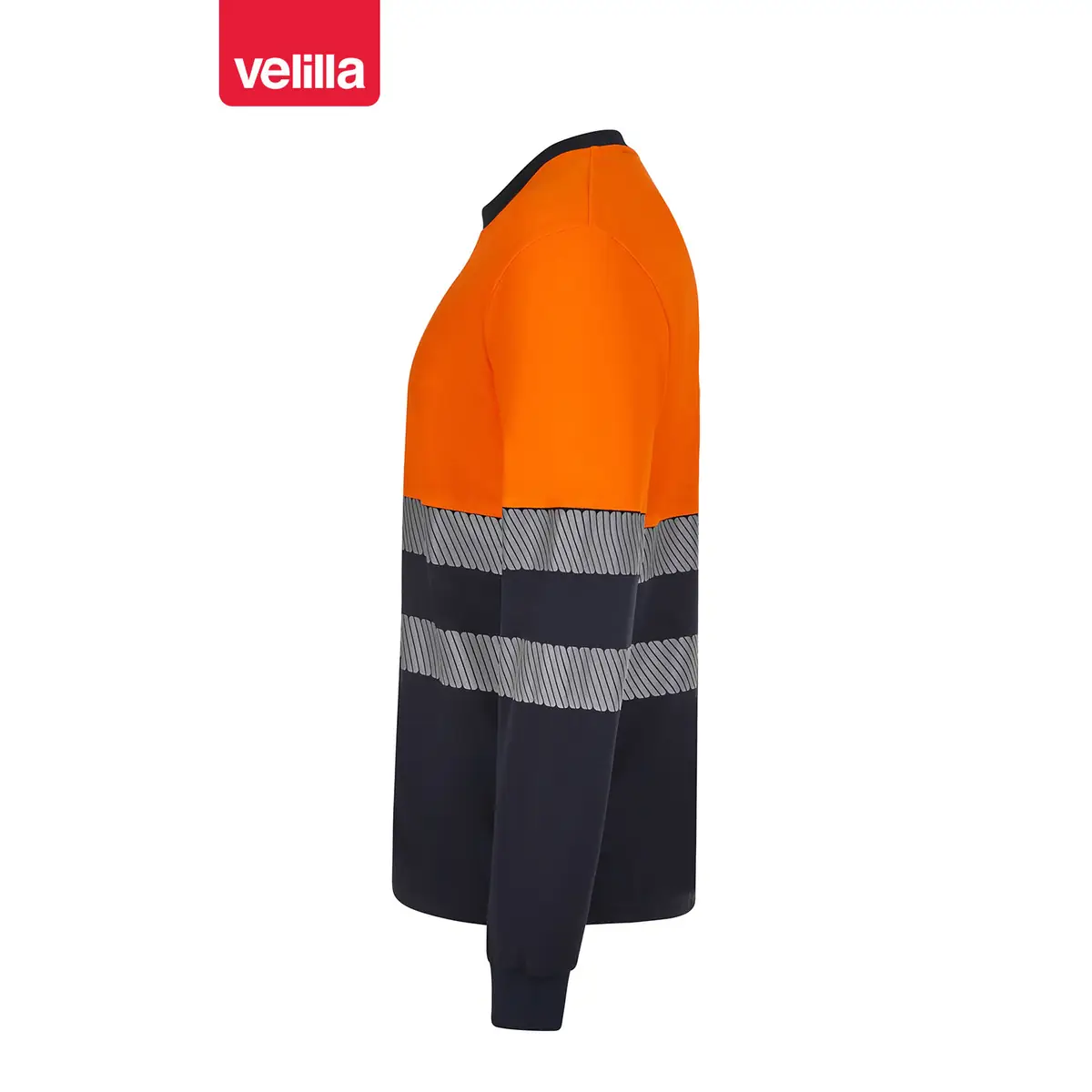 Camiseta bicolor manga larga Velilla 305619 11 Camiseta bicolor manga larga Velilla 305619 Azul navy/Naranja flúor, vista lateral