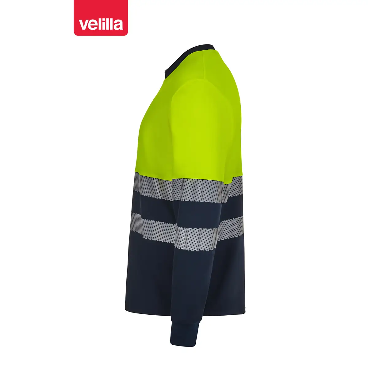 Camiseta bicolor manga larga Velilla 305619 5 Camiseta bicolor manga larga Velilla 305619 Azul navy/Amarillo flúor, vista lateral