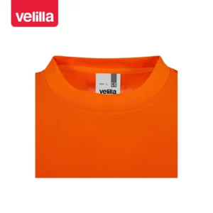 Camiseta reciclada manga corta Velilla 305632 naranja flúor, detalle de cuello