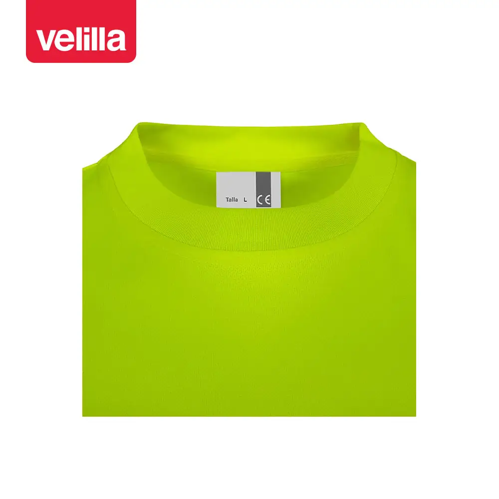 Camiseta reciclada manga corta Velilla 305632 7 Camiseta reciclada manga corta Velilla 305632 amarillo flúor, detalle de cuello