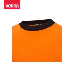 Camiseta reciclada manga corta Velilla 305633 Negro/Naranja flúor, detalle de cuello