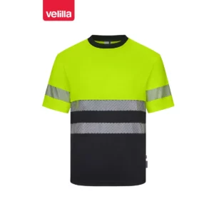 Camiseta reciclada manga corta Velilla 305633 Negro/Amarillo flúor, vista frontal