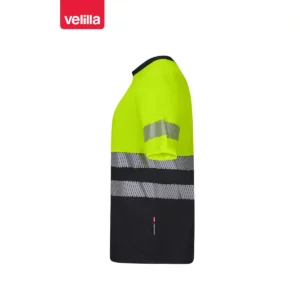 Camiseta reciclada manga corta Velilla 305633 Negro/Amarillo flúor, vista lateral