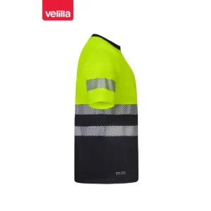 Camiseta reciclada manga corta Velilla 305633 Negro/Amarillo flúor, vista lateral opuesta