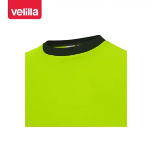 Camiseta reciclada manga corta Velilla 305633 Negro/Amarillo flúor, detalle del cuello