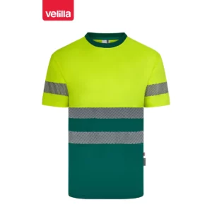 Camiseta reciclada manga corta Velilla 305633 Verde/Amarillo flúor, vista frontal