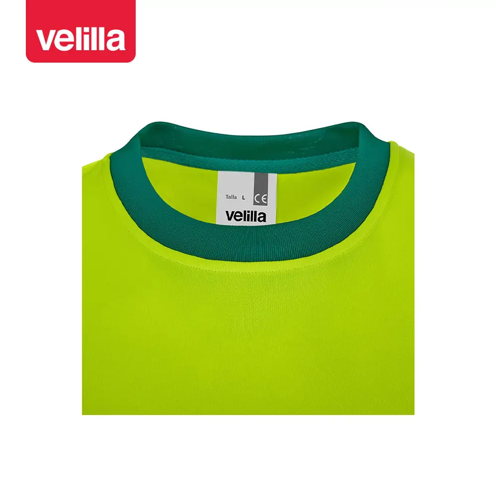 Camiseta reciclada manga corta Velilla 305633 6 Camiseta reciclada manga corta Velilla 305633 Verde/Amarillo flúor, detalle de cuello