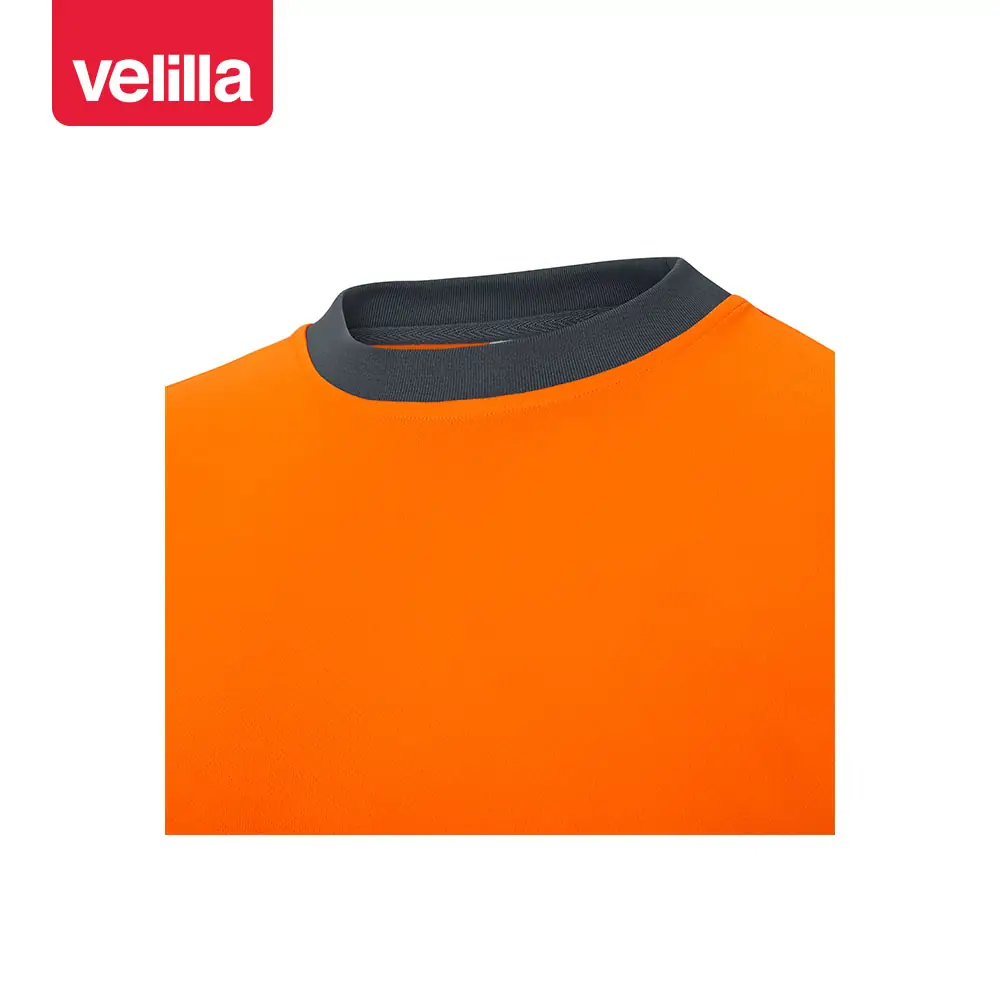 Camiseta reciclada manga corta Velilla 305633 11 Camiseta reciclada manga corta Velilla 305633 Gris/Naranja flúor, detalle de cuello