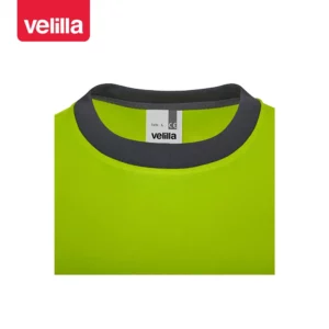 Camiseta reciclada manga corta Velilla 305633 Gris/Amarillo flúor, detalle de cuello