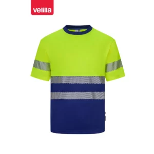 Camiseta reciclada manga corta Velilla 305633 Azulina/Amarillo flúor, vista frontal
