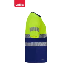 Camiseta reciclada manga corta Velilla 305633 Azulina/Amarillo flúor, vista lateral opuesta