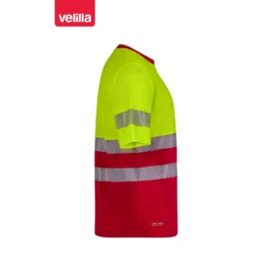 Camiseta reciclada manga corta Velilla 305633 Rojo/Amarillo flúor, vista lateral opuesta
