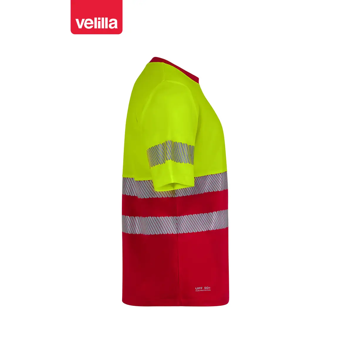 Camiseta reciclada manga corta Velilla 305633 32 Camiseta reciclada manga corta Velilla 305633 Rojo/Amarillo flúor, vista lateral opuesta