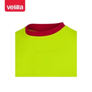 Camiseta reciclada manga corta Velilla 305633 Rojo/Amarillo flúor, detalle de cuello
